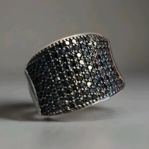 Sterling Silver 925 Pave Black Faux Onyx 16.5mm Wide Ring Size 10 JCM 9 Grams